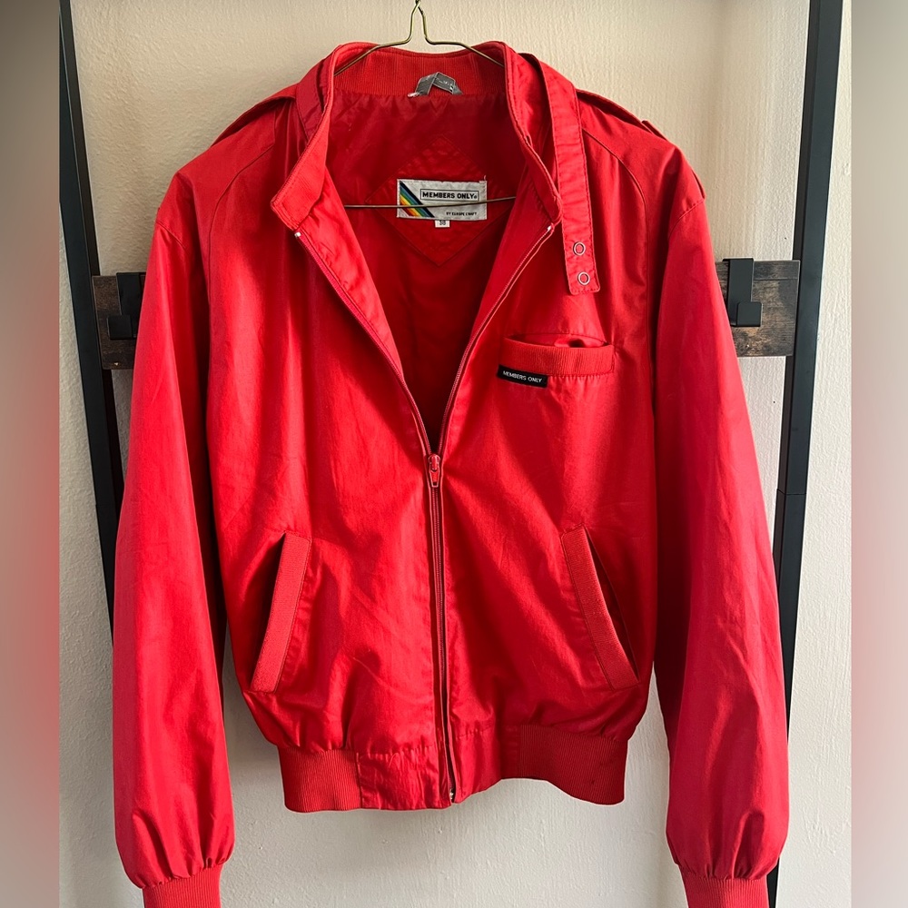 Vintage Members Only Red Europe Craft Racer Jacket Cafe Bomber Men’s Size 38